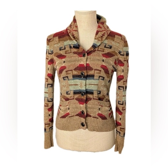 Denim & Supply Ralph Lauren Sweaters - Ralph Lauren Southwestern Pattern Shawl Collar Button Front Women's Sweater